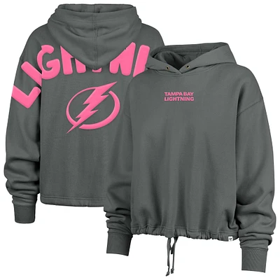 Women's '47 Gray Tampa Bay Lightning Bright Side Venice Cropped Pullover Hoodie