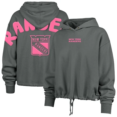 Women's '47 Gray New York Rangers Bright Side Venice Cropped Pullover Hoodie
