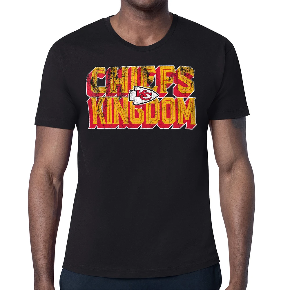 Men's Starter Black Kansas City Chiefs Distressed Phrase T-Shirt