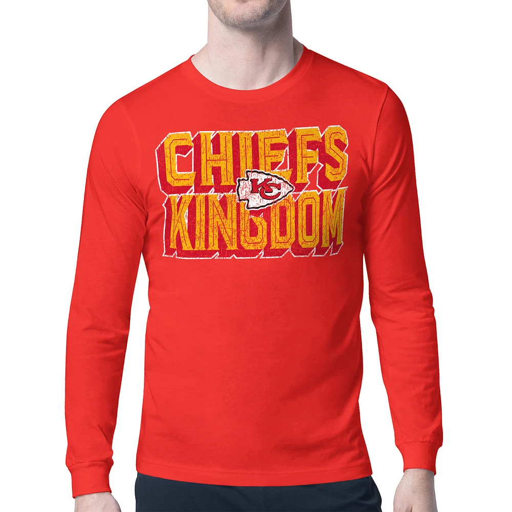 Men's Starter Kansas City Chiefs Distressed Phrase Long Sleeve T-Shirt