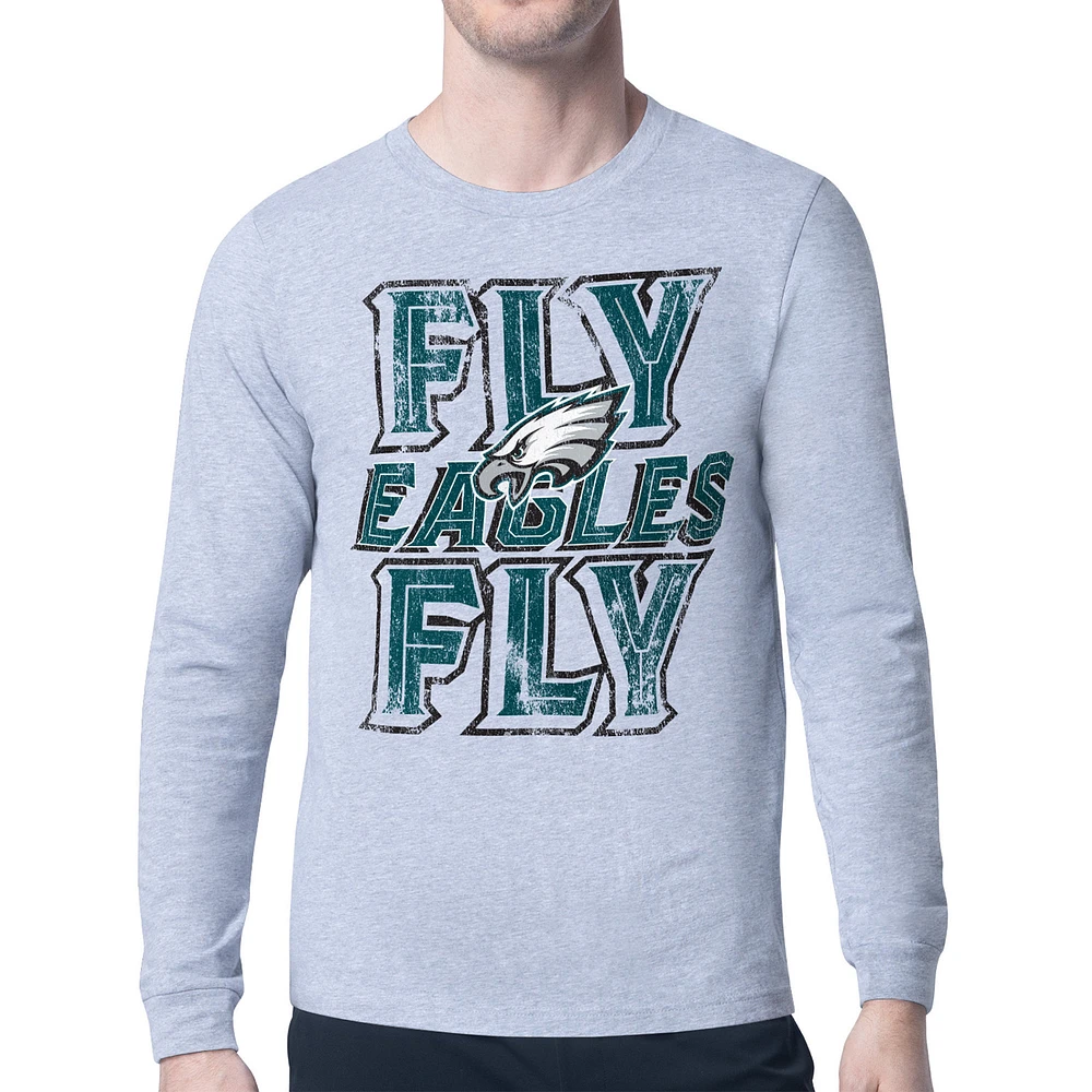 Men's Starter Philadelphia Eagles Distressed Phrase Long Sleeve T-Shirt