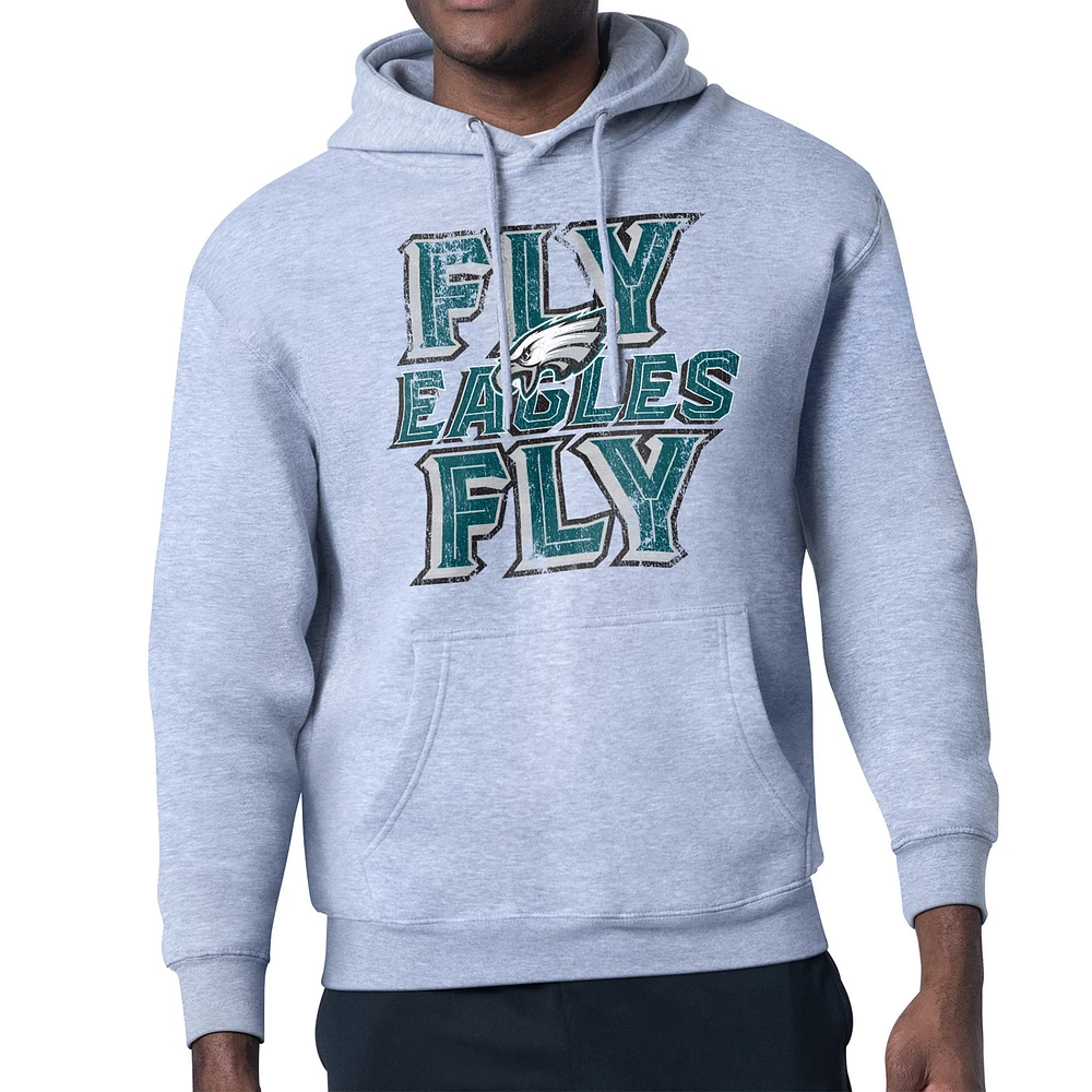 Men's Starter Philadelphia Eagles Distressed Fleece Pullover Hoodie