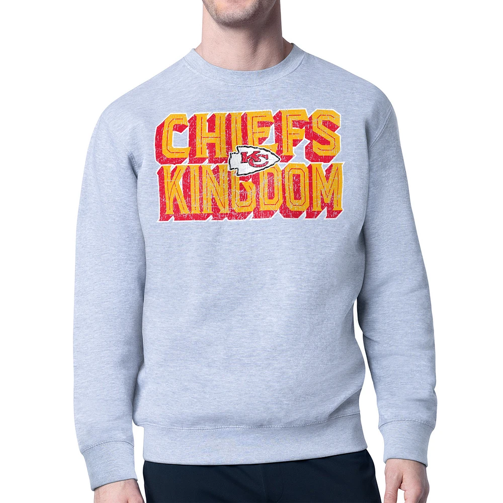 Men's Starter Kansas City Chiefs Distressed Team Phrase Fleece Pullover Sweatshirt