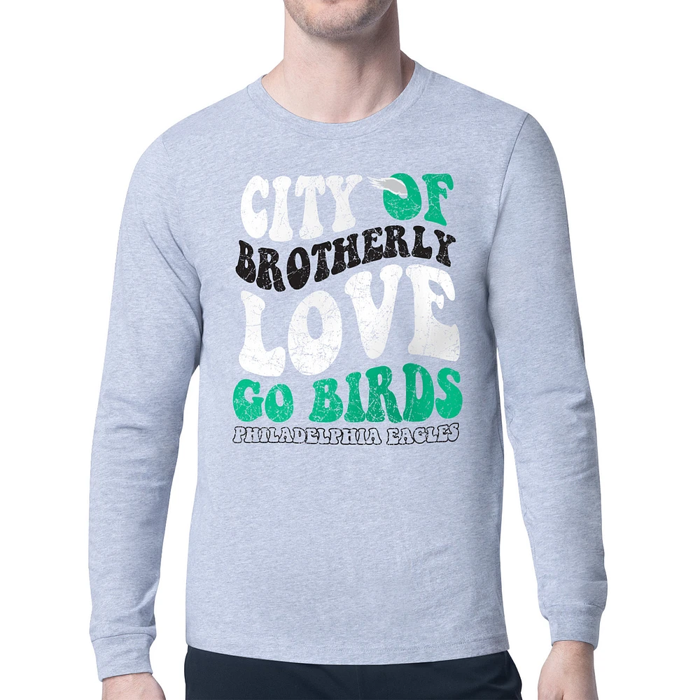 Men's Starter Philadelphia Eagles Distressed Retro City of Brotherly Love Long Sleeve T-Shirt