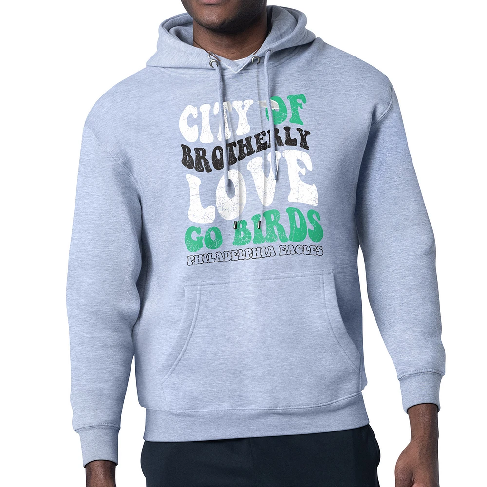 Men's Starter Philadelphia Eagles Distressed Retro City of Brotherly Love Fleece Pullover Hoodie