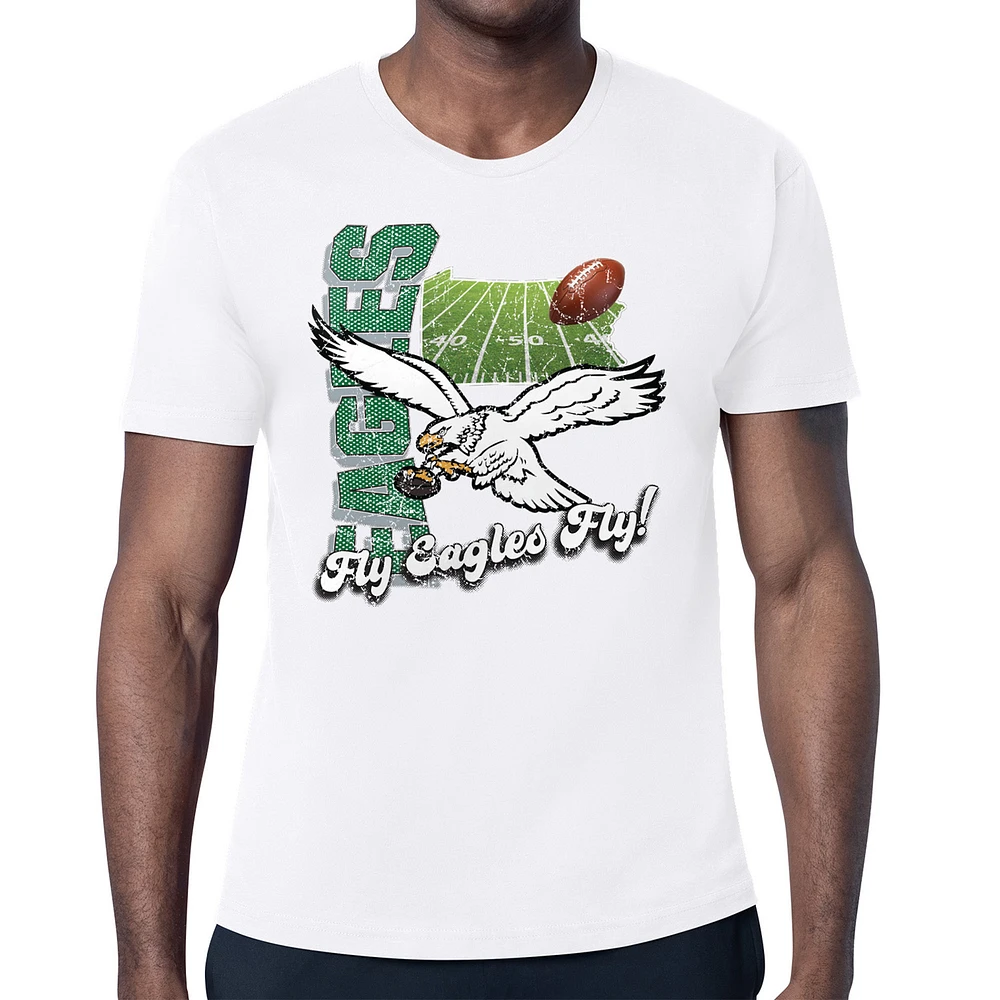 Men's Starter White Philadelphia Eagles Distressed Retro State Field T-Shirt