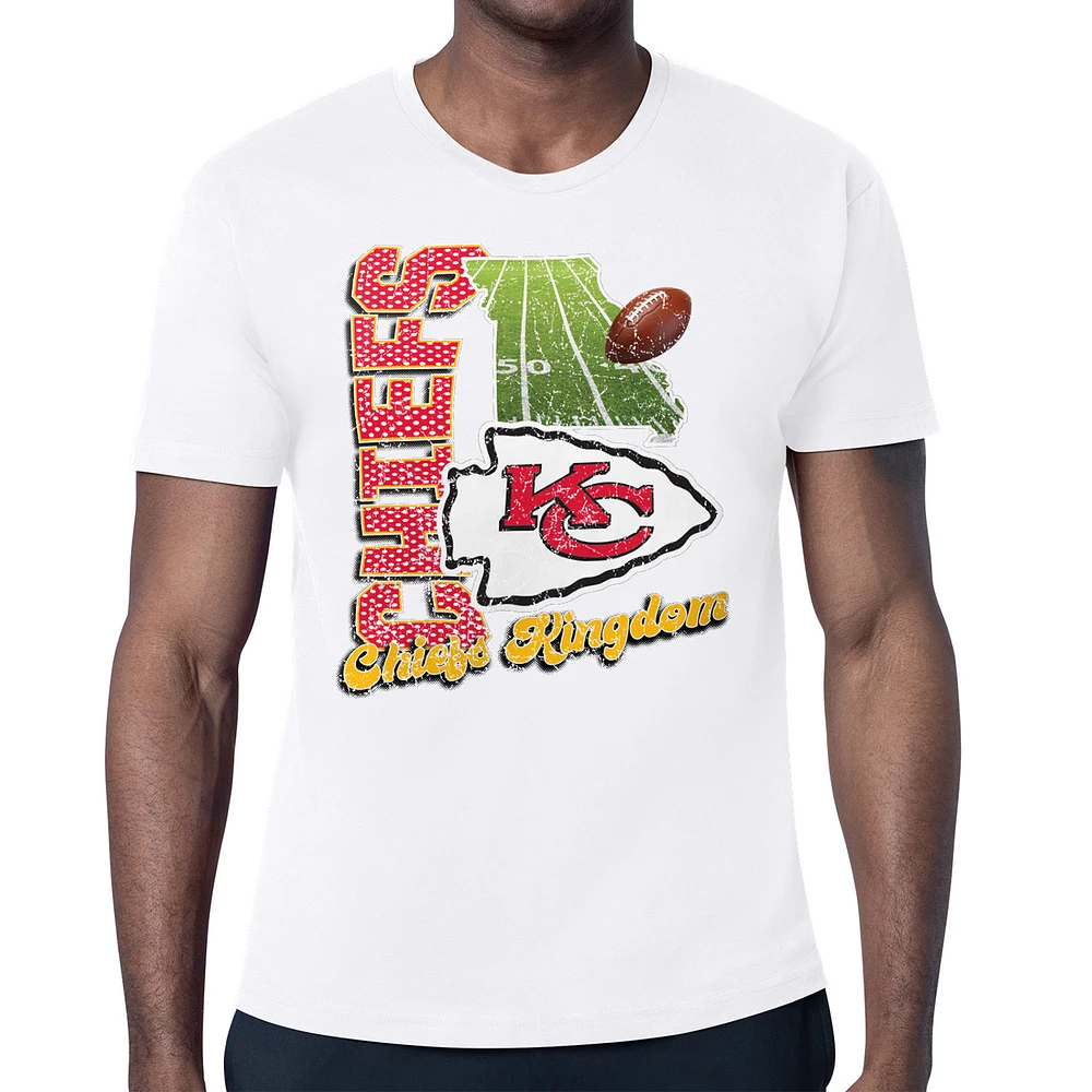 Men's Starter White Kansas City Chiefs Distressed Retro State Field T-Shirt