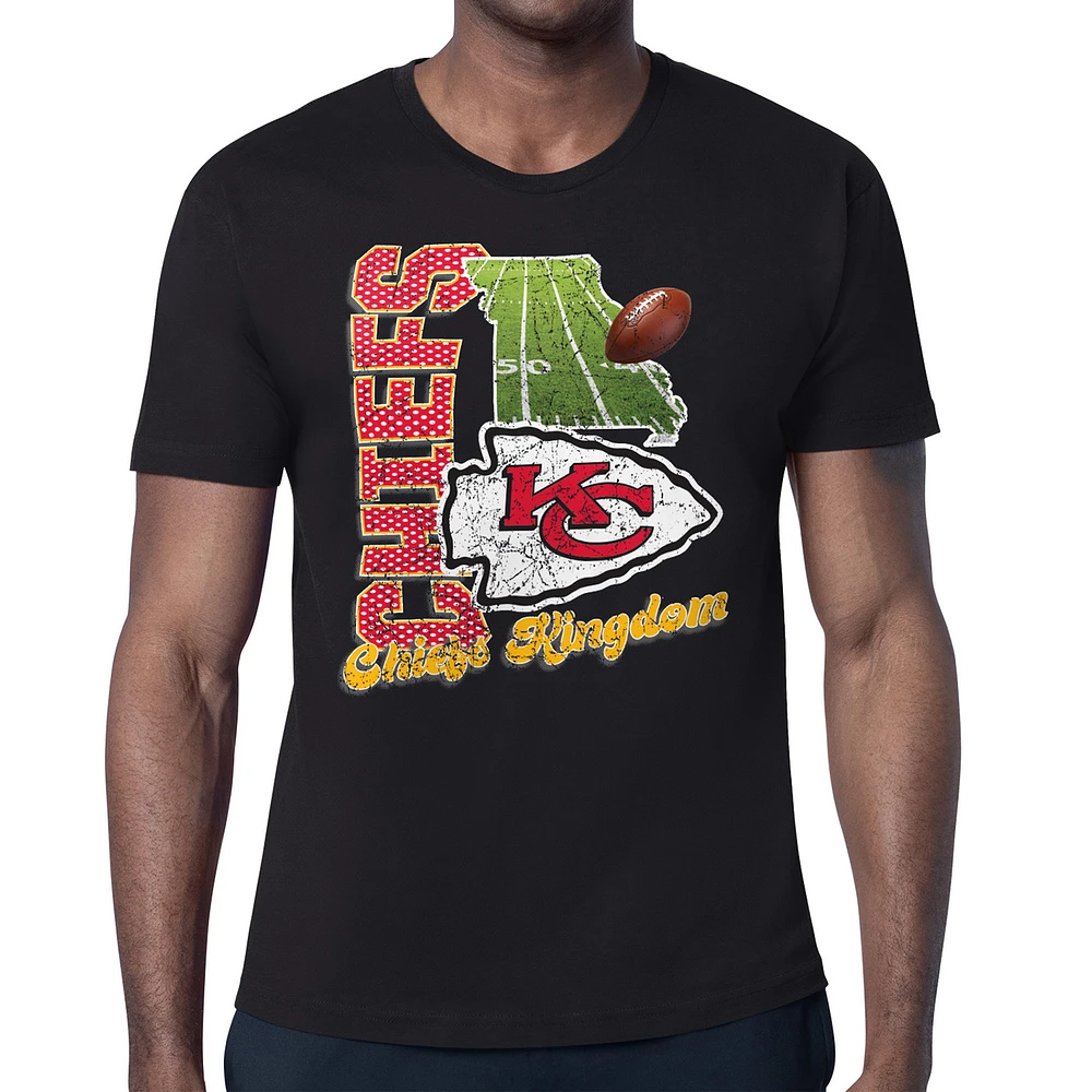 Men's Starter Black Kansas City Chiefs Distressed Retro State Field T-Shirt