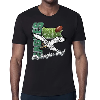 Men's Starter  Black Philadelphia Eagles Distressed Retro State Field T-Shirt