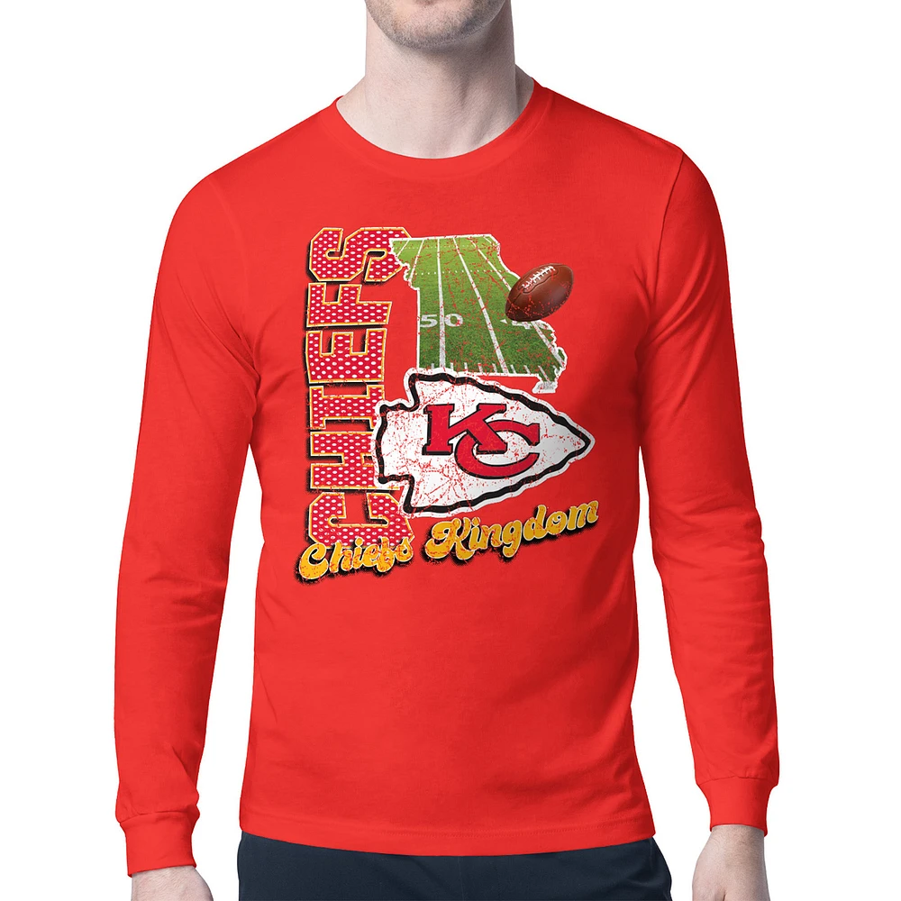 Men's Starter Kansas City Chiefs Distressed Retro State Field Long Sleeve T-Shirt