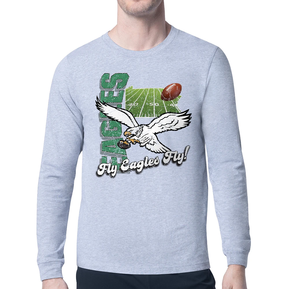 Men's Starter Philadelphia Eagles Distressed Retro State Field Long Sleeve T-Shirt