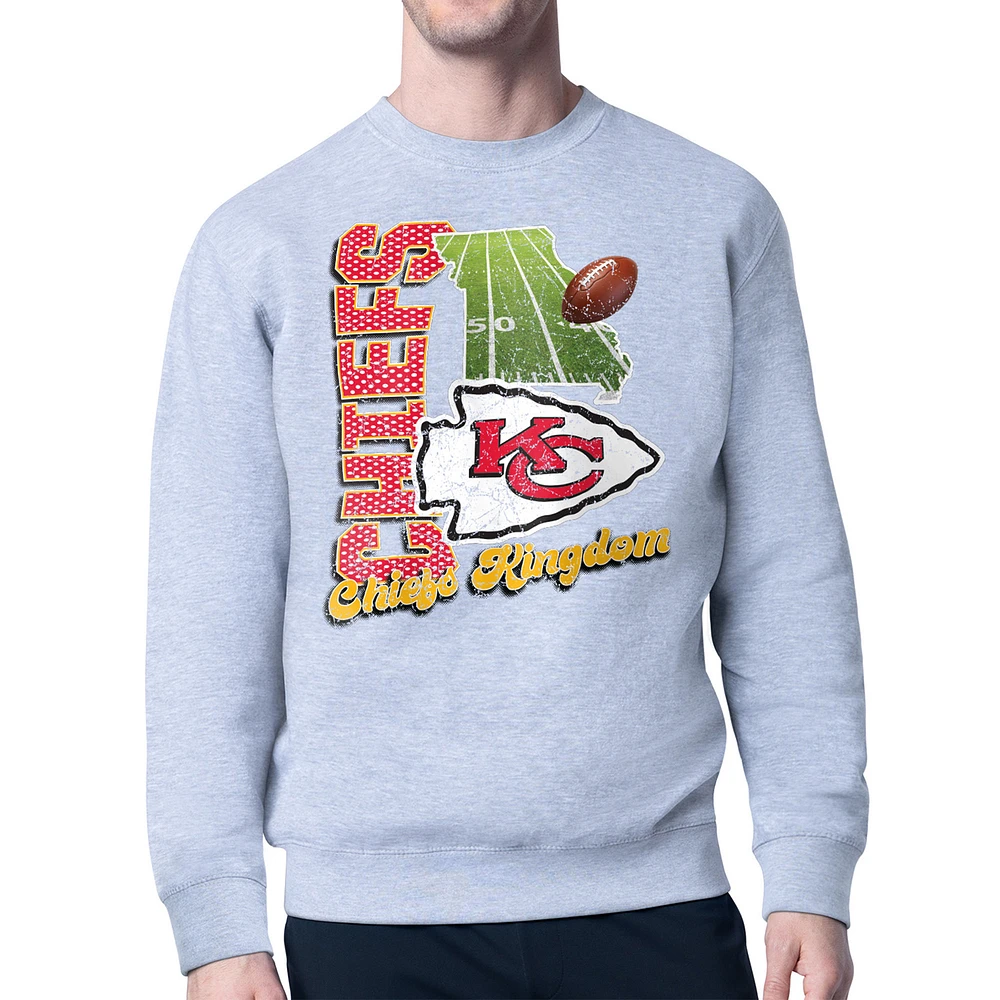Men's Starter Kansas City Chiefs Distressed Retro State Field Fleece Pullover Sweatshirt