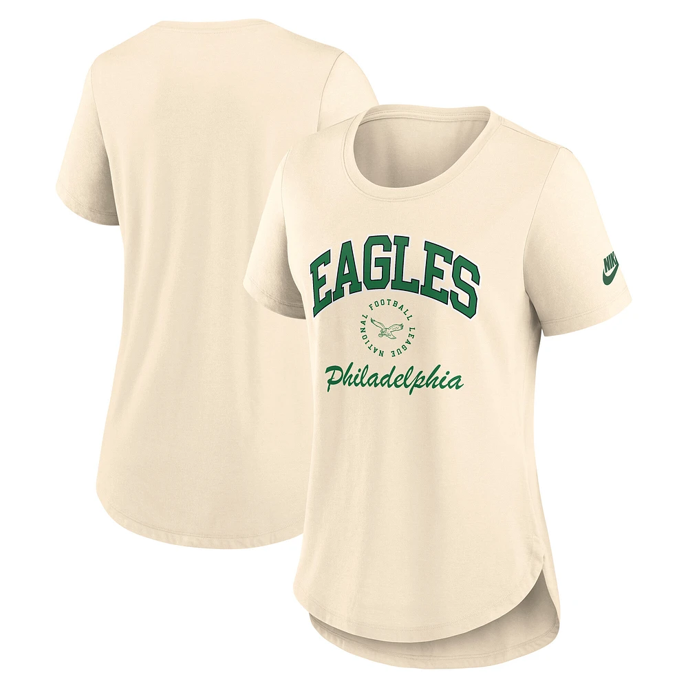 Women's Nike Natural Philadelphia Eagles Rewind Tri-Blend T-Shirt
