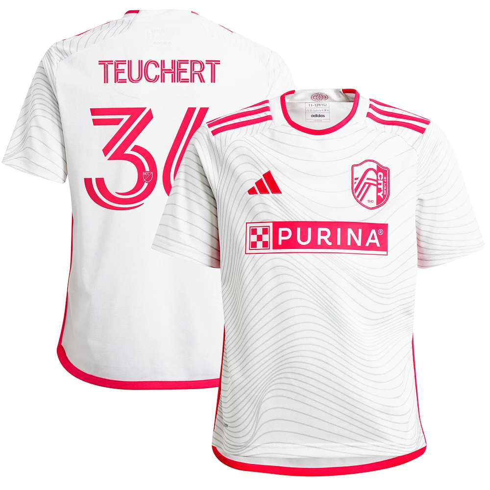 Youth adidas Cedric Teuchert White St. Louis City SC 2024 The Confluence Kit Replica Player Jersey