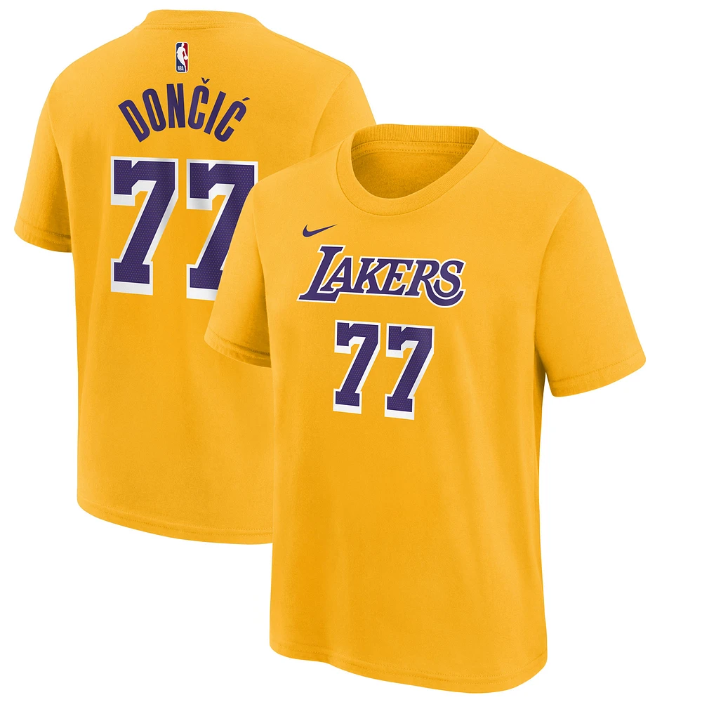 Men's Nike Luka Dončić Gold Los Angeles Lakers Icon Edition Name & Number T-Shirt