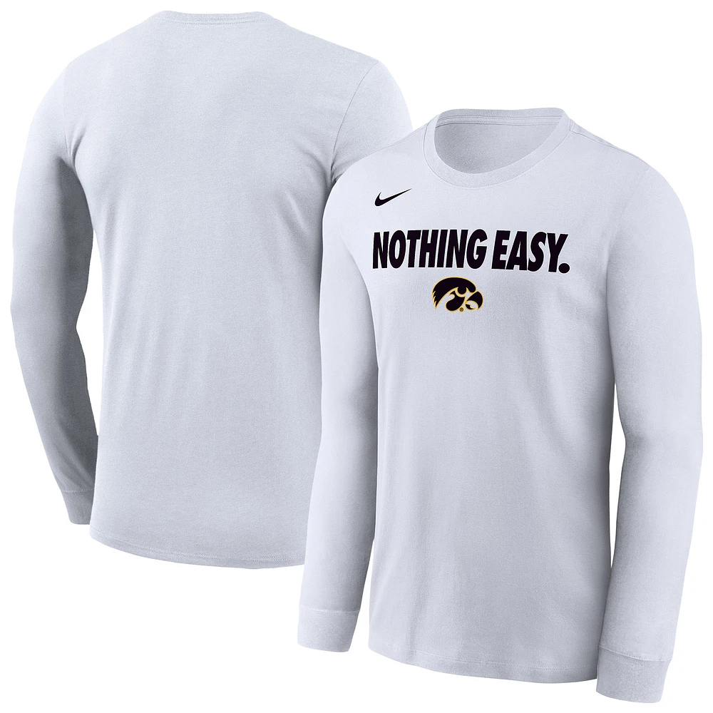 Men's Nike White Iowa Hawkeyes 2025 On-Court Bench Long Sleeve T-Shirt