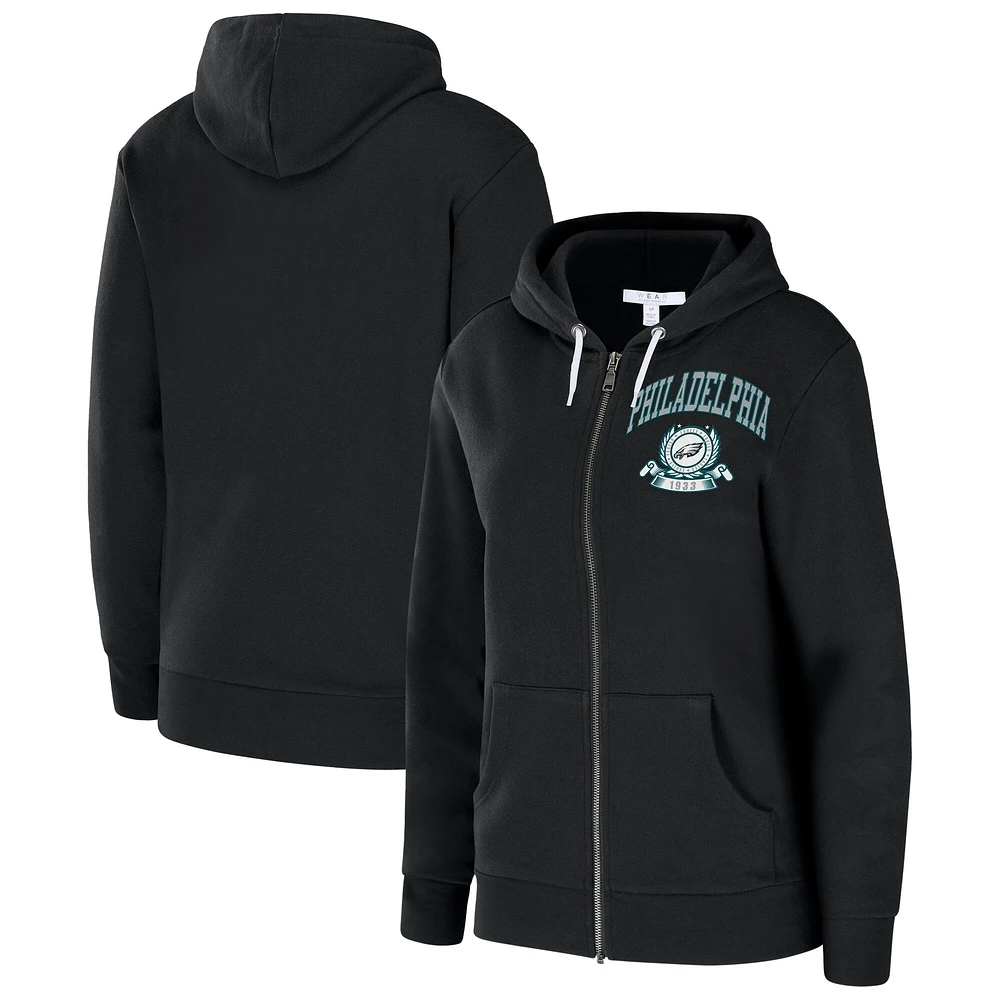Women's WEAR by Erin Andrews Black Philadelphia Eagles Full-Zip Hoodie