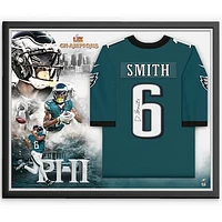 DeVonta Smith Philadelphia Eagles Autographed Super Bowl LIX Champions Framed Nike Midnight Green Game Jersey Collage