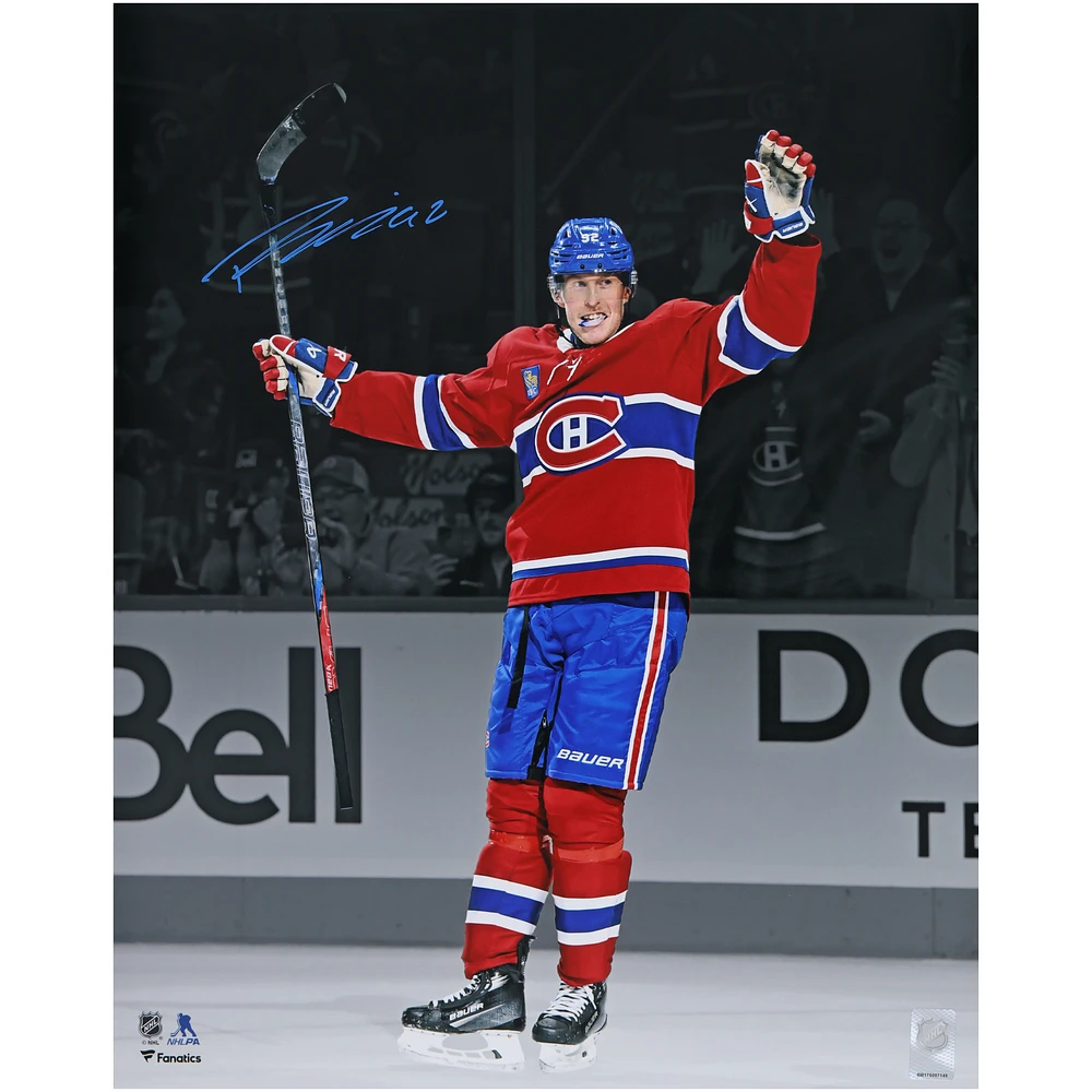 Patrik Laine Montreal Canadiens Autographed 16" x 20" Red Jersey Celebration Spotlight Photograph