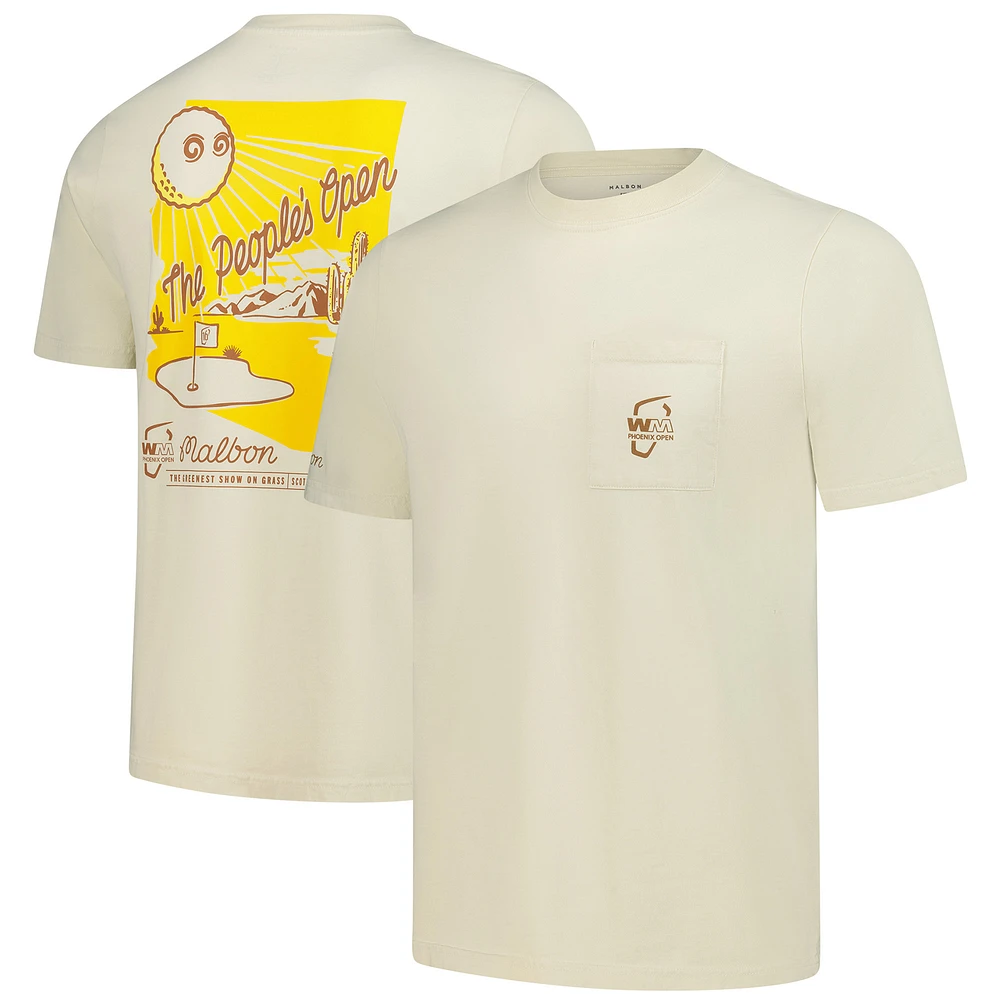 Unisex Malbon Golf Cream 2025 WM Phoenix Open Arizona Sunrise T-Shirt