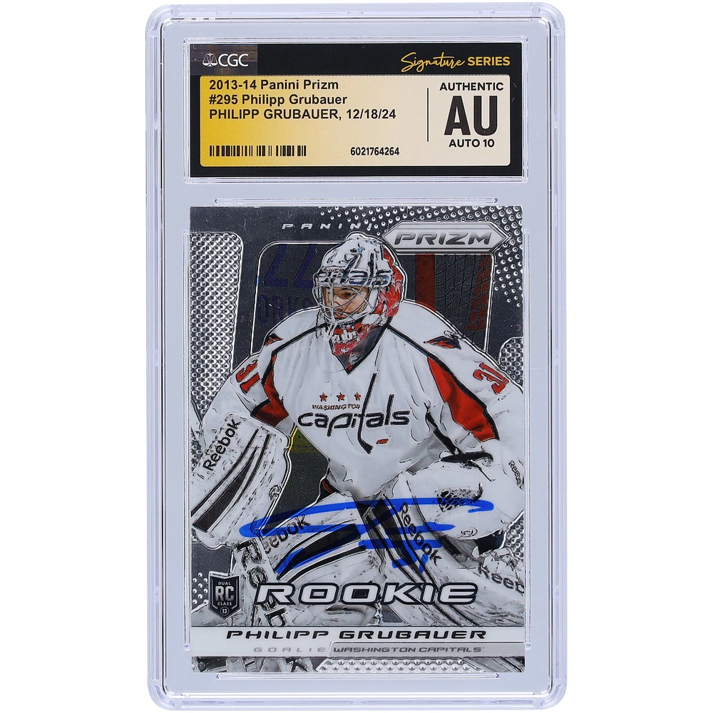 Philipp Grubauer Washington Capitals Autographed 2013-14 Panini Prizm #295 CGC Fanatics Witnessed Authenticated Auto 10 Rookie Card