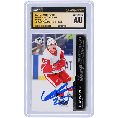 Lucas Raymond Detroit Red Wings Autographed 2021-22 Upper Deck Series 2 Young Guns #464 CGC Fanatics Witnessed Authenticated Rookie Card