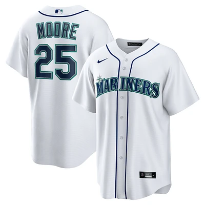 Men's Nike Dylan Moore White Seattle Mariners Home Replica Jersey