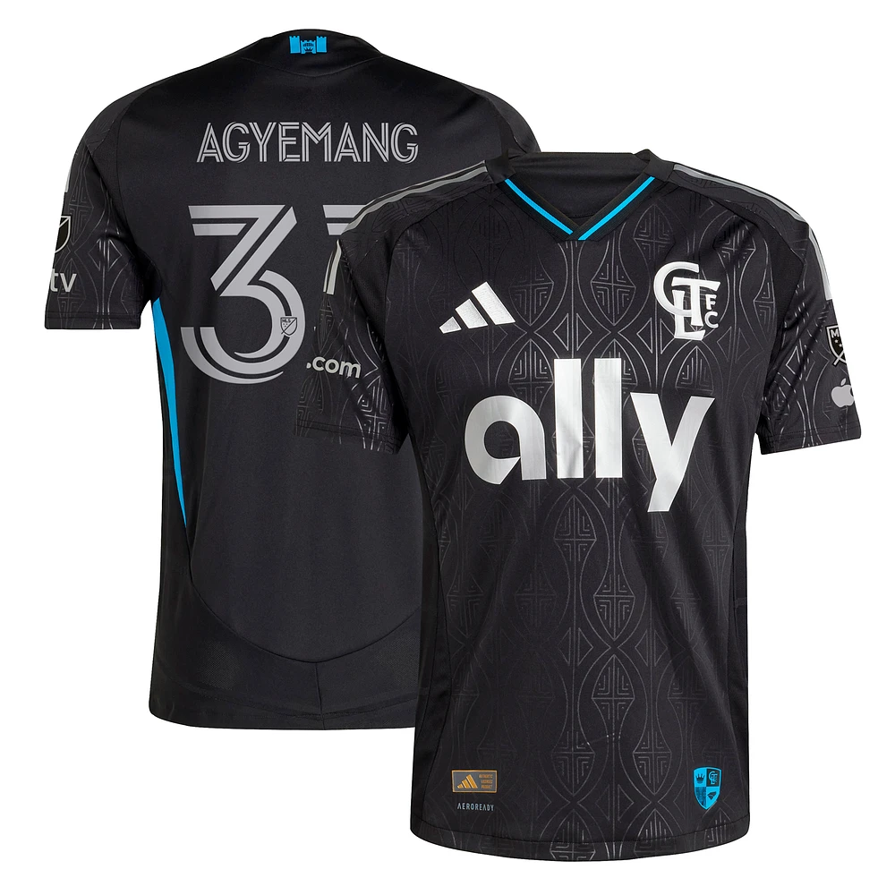 Men's adidas Patrick Agyemang Black Charlotte FC 2025 Fortress Kit Authentic Player Jersey
