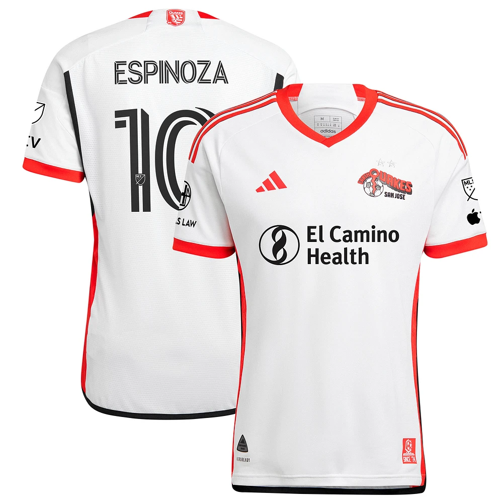 Men's adidas Cristian Espinoza White San Jose Earthquakes 2025 The 50 Kit Authentic Player Jersey