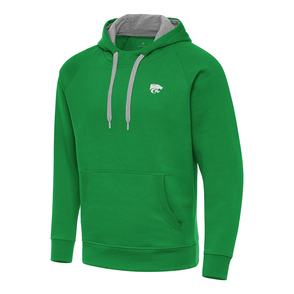 Men's Antigua Kelly Green Kansas State Wildcats St. Patrick's Day Fleece Raglan Victory Pullover Hoodie