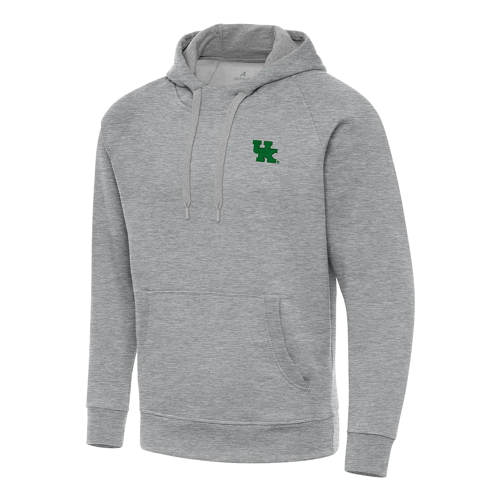 Men's Antigua Heather Gray Kentucky Wildcats St. Patrick's Day Fleece Raglan Victory Pullover Hoodie