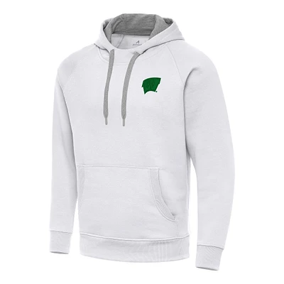 Men's Antigua Wisconsin Badgers St. Patrick's Day Fleece Raglan Victory Pullover Hoodie