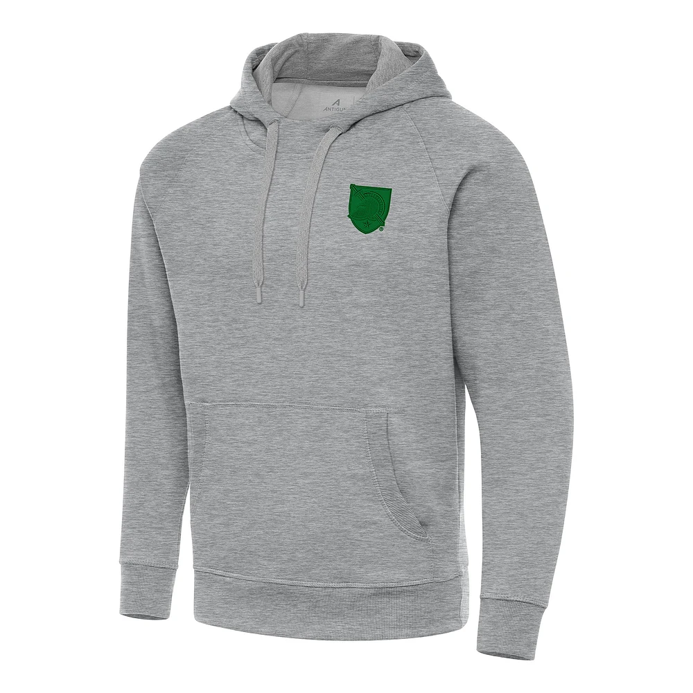 Men's Antigua Heather Gray Army Black Knights St. Patrick's Day Fleece Raglan Victory Pullover Hoodie