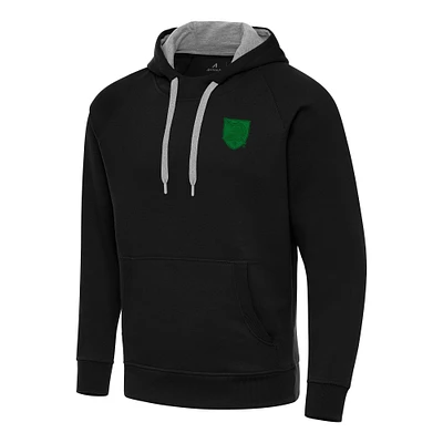 Men's Antigua Black Army Knights St. Patrick's Day Fleece Raglan Victory Pullover Hoodie
