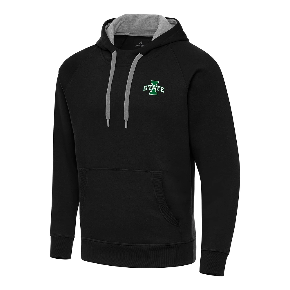 Men's Antigua Black Iowa State Cyclones St. Patrick's Day Fleece Raglan Victory Pullover Hoodie