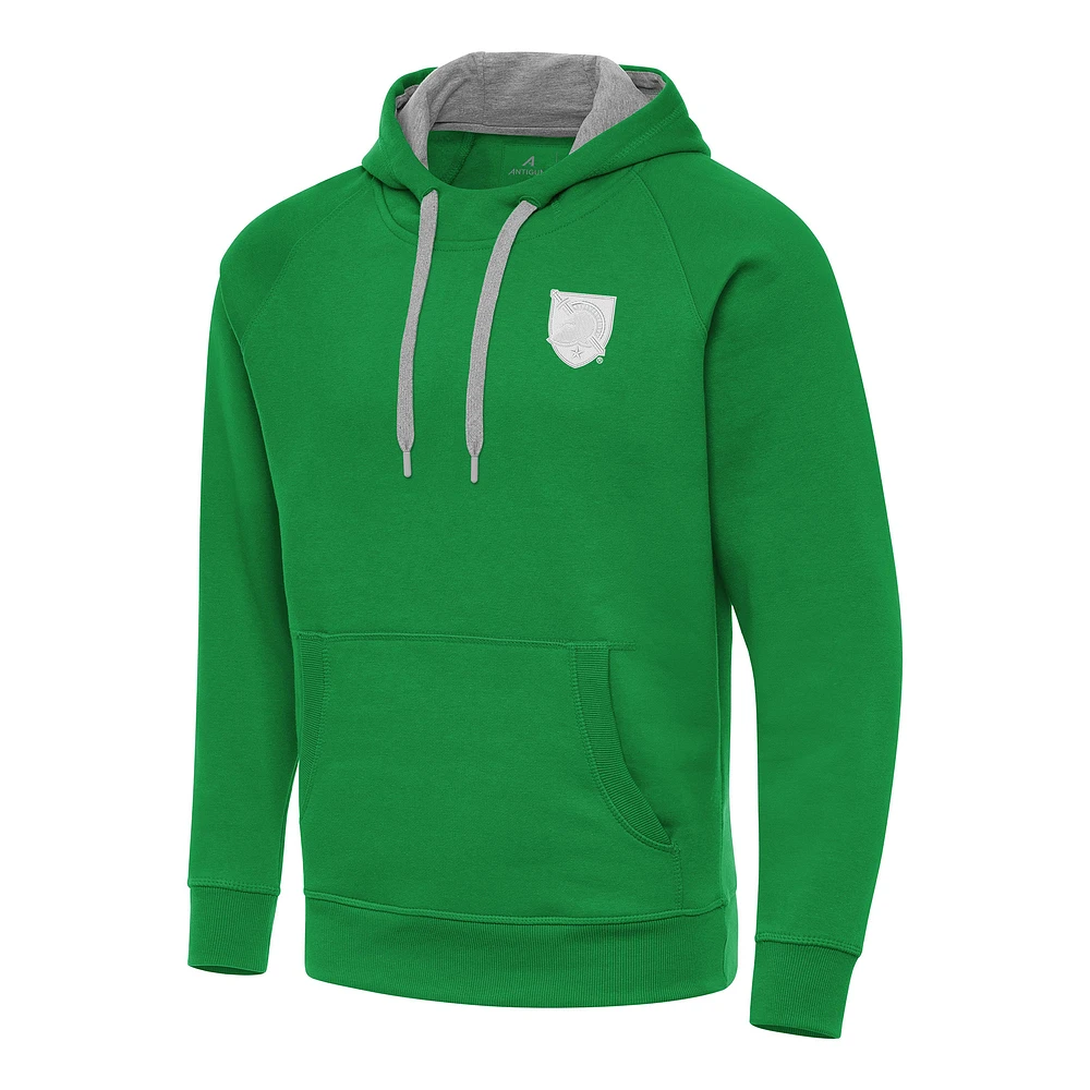 Men's Antigua Kelly Green Army Black Knights St. Patrick's Day Fleece Raglan Victory Pullover Hoodie