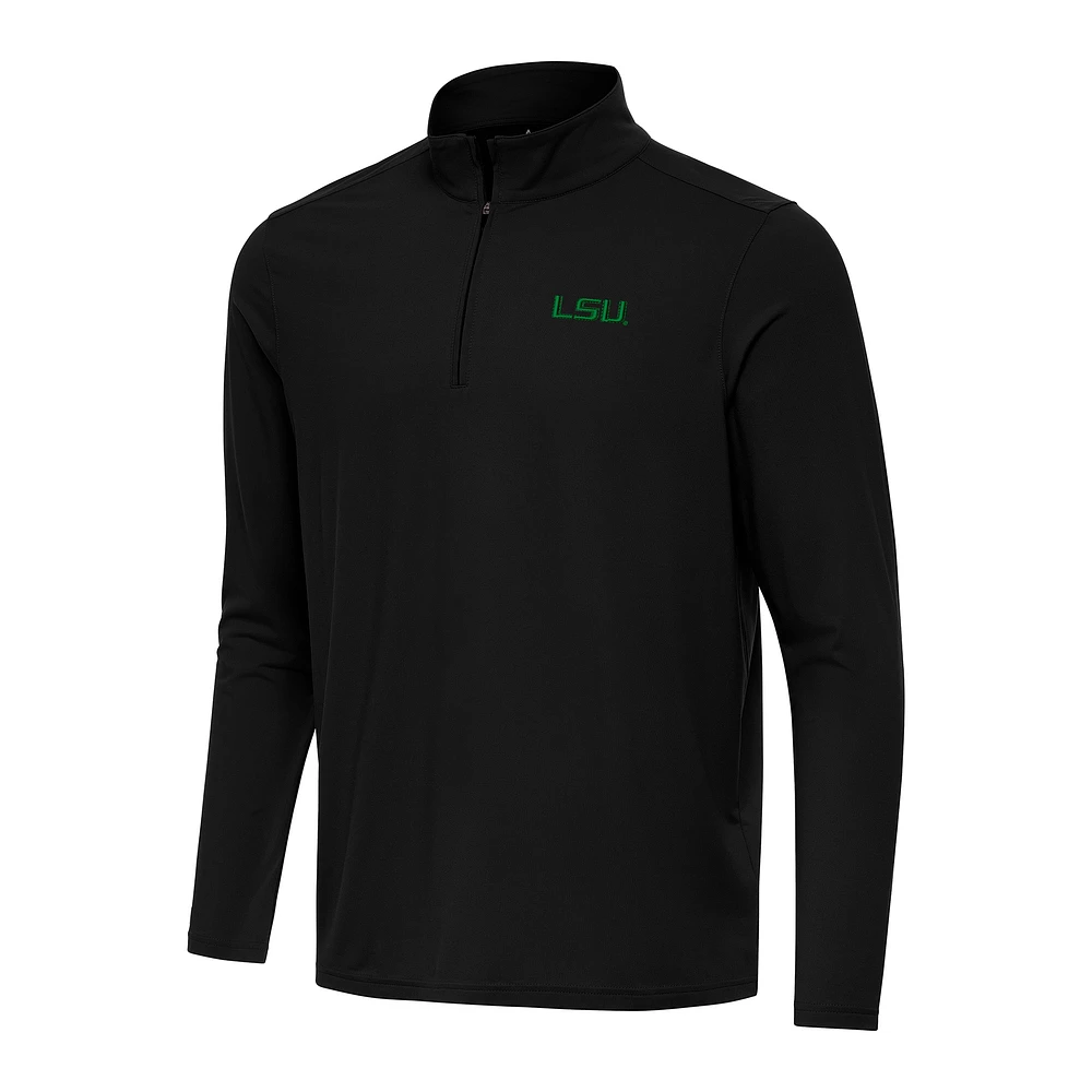 Men's Antigua Black LSU Tigers St. Patrick's Day Intent Quarter-Zip Pullover