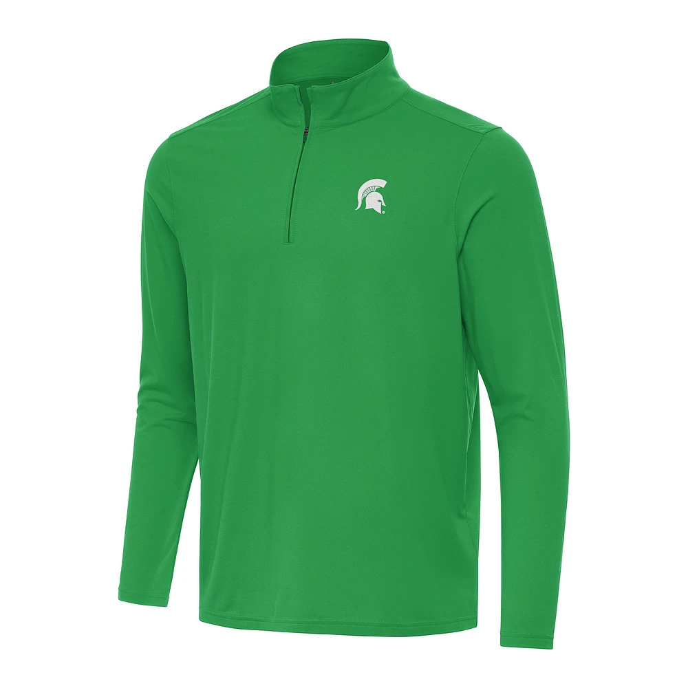 Men's Antigua Kelly Green Michigan State Spartans St. Patrick's Day Intent Quarter-Zip Pullover
