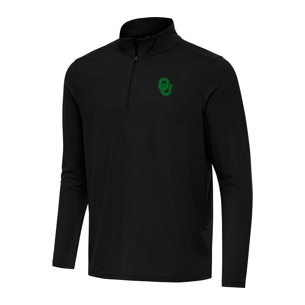 Men's Antigua Black Oklahoma Sooners St. Patrick's Day Intent Quarter-Zip Pullover