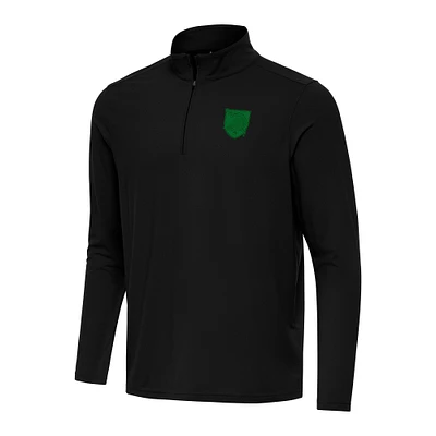 Men's Antigua Black Army Knights St. Patrick's Day Intent Quarter-Zip Pullover