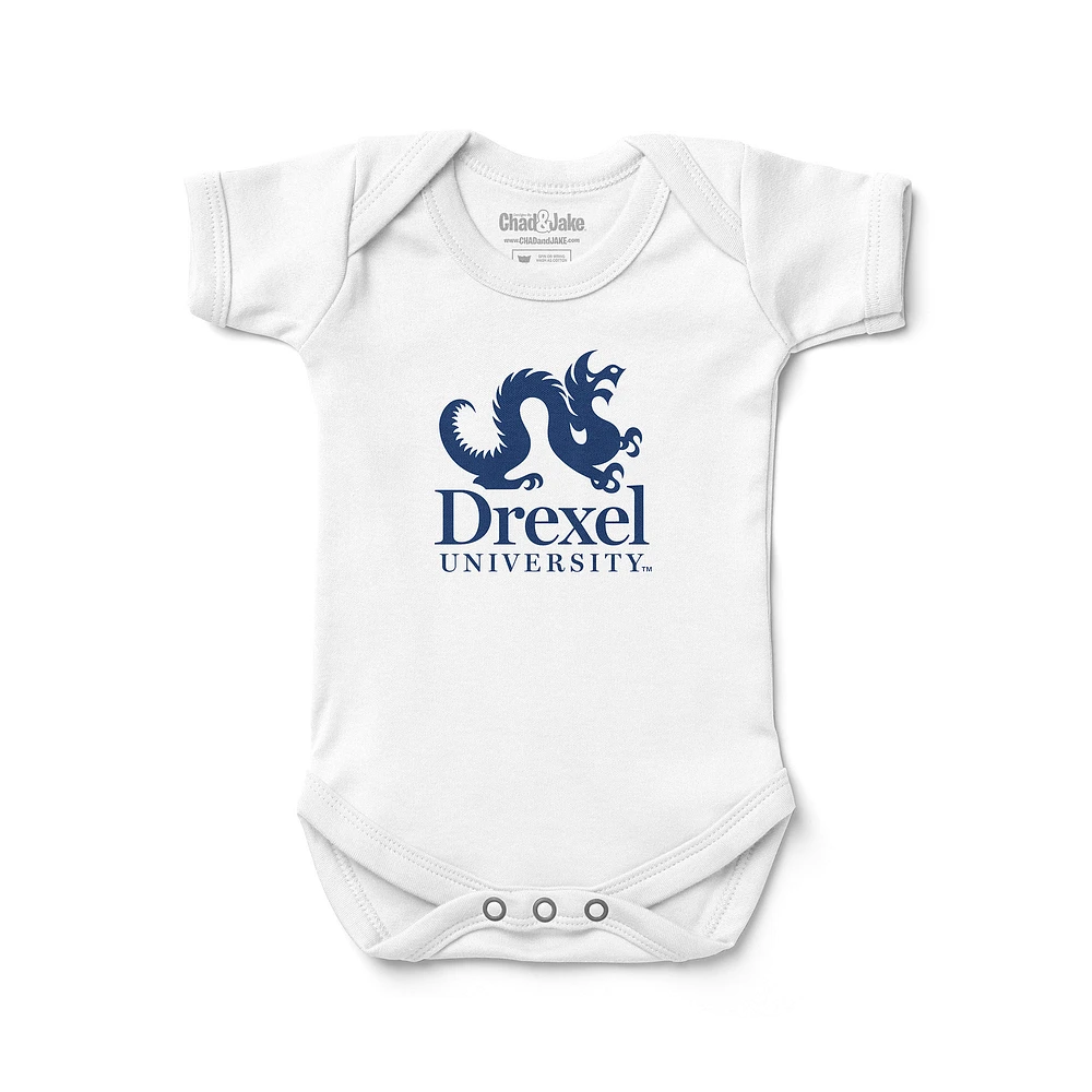 Infant Chad & Jake White Drexel Dragons Logo Bodysuit