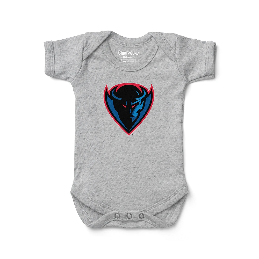 Infant Chad & Jake Heather Gray DePaul Blue Demons Logo Bodysuit