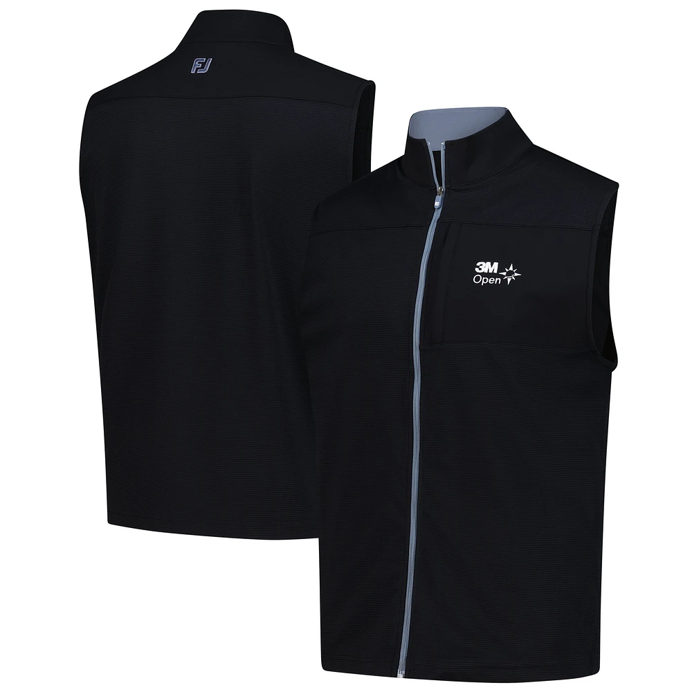 Men's FootJoy Black 3M Open Ottoman Knit Full-Zip Vest