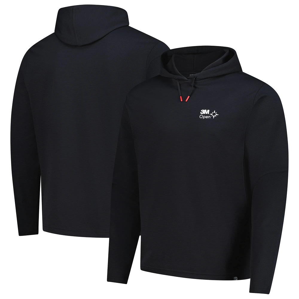 Men's FootJoy Black 3M Open Ottoman Jacquard Pullover Hoodie
