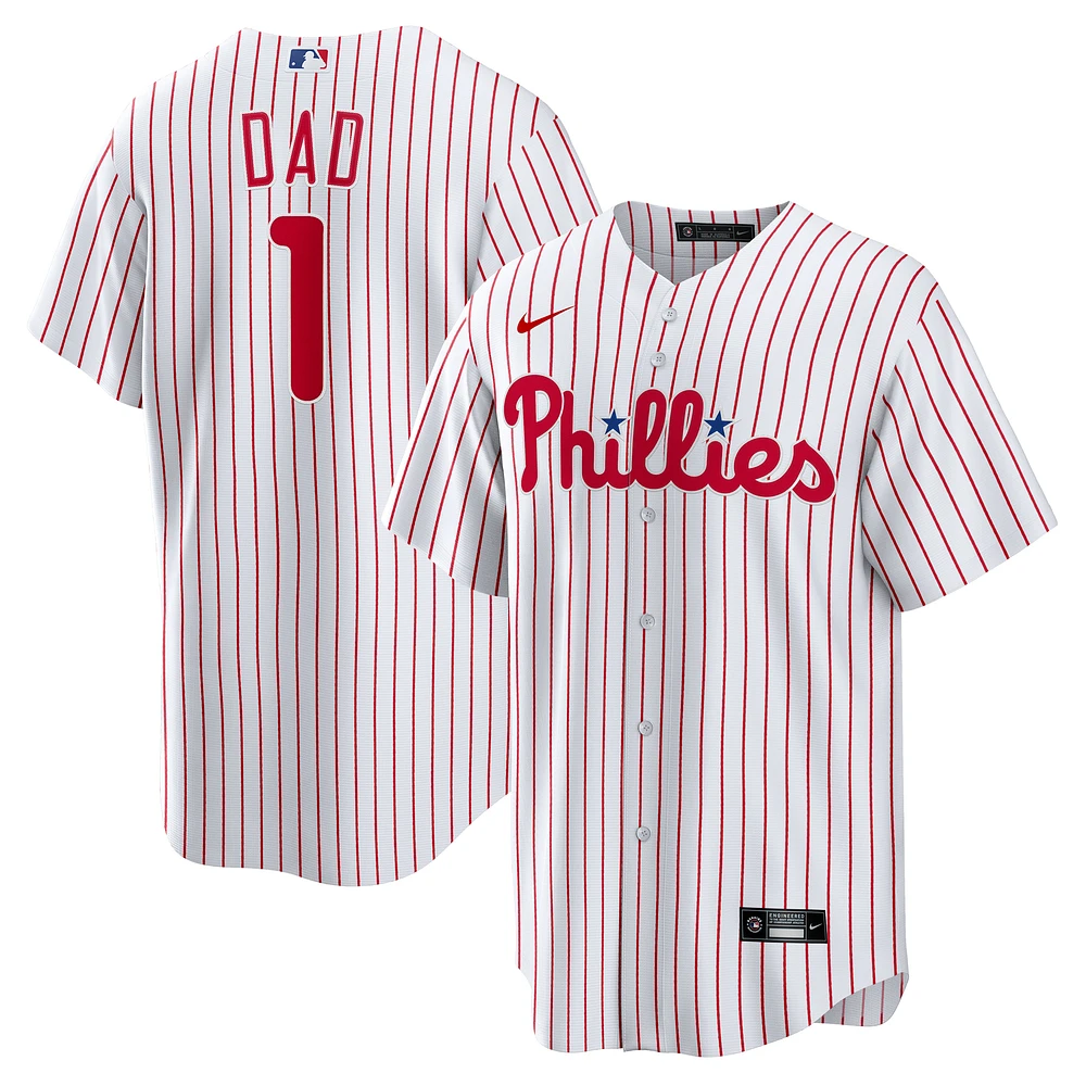 Men's Nike White Philadelphia Phillies #1 Dad Home Replica Jersey