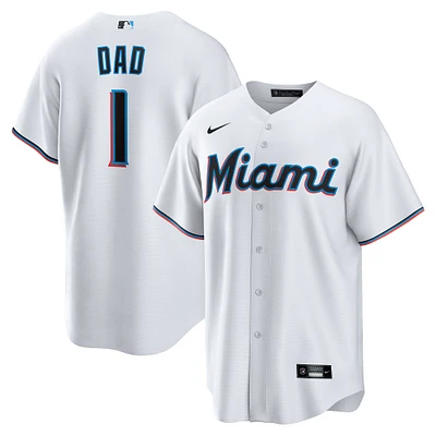 Men's Nike White Miami Marlins #1 Dad Home Replica Jersey