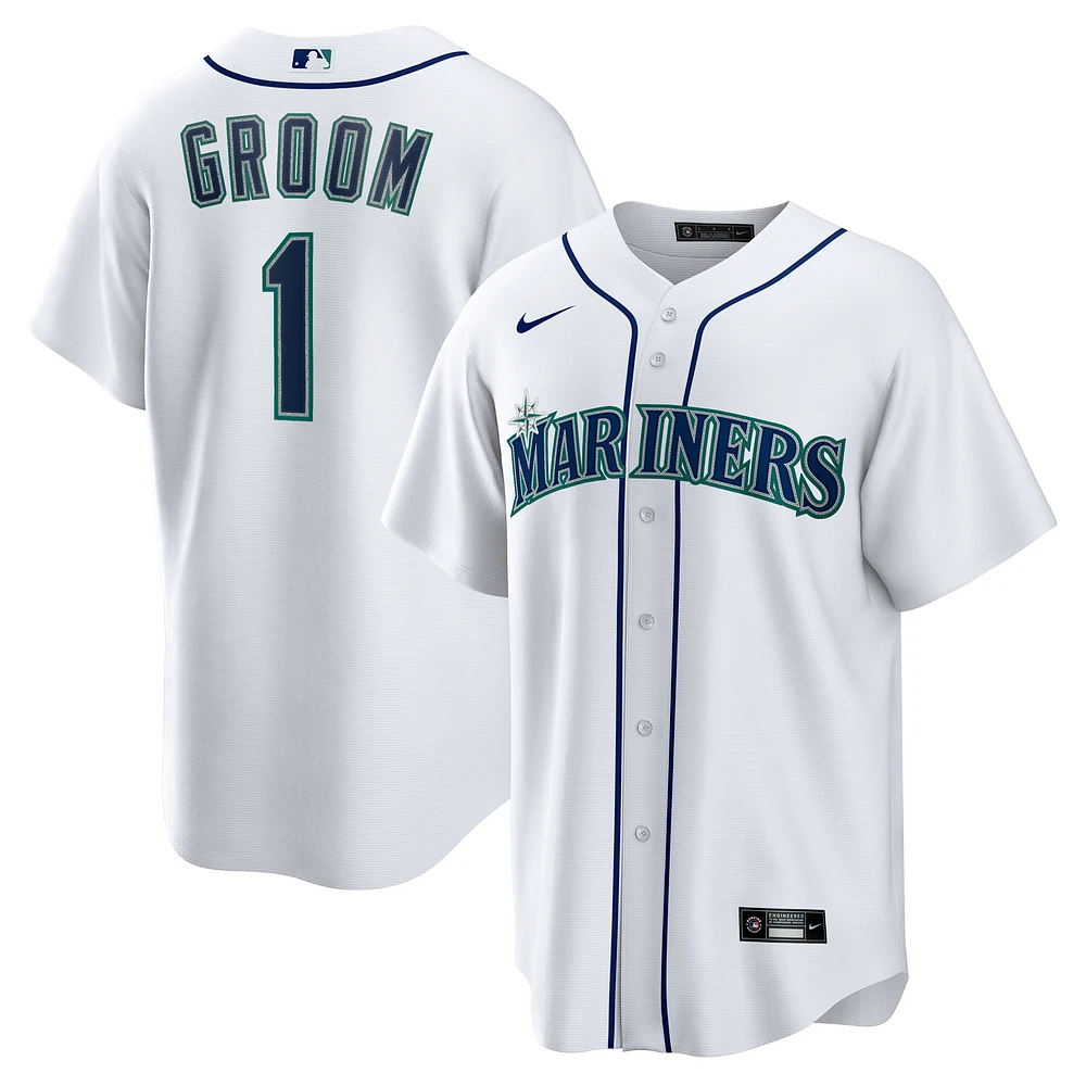 Men's Nike White Seattle Mariners #1 Groom Home Replica Jersey
