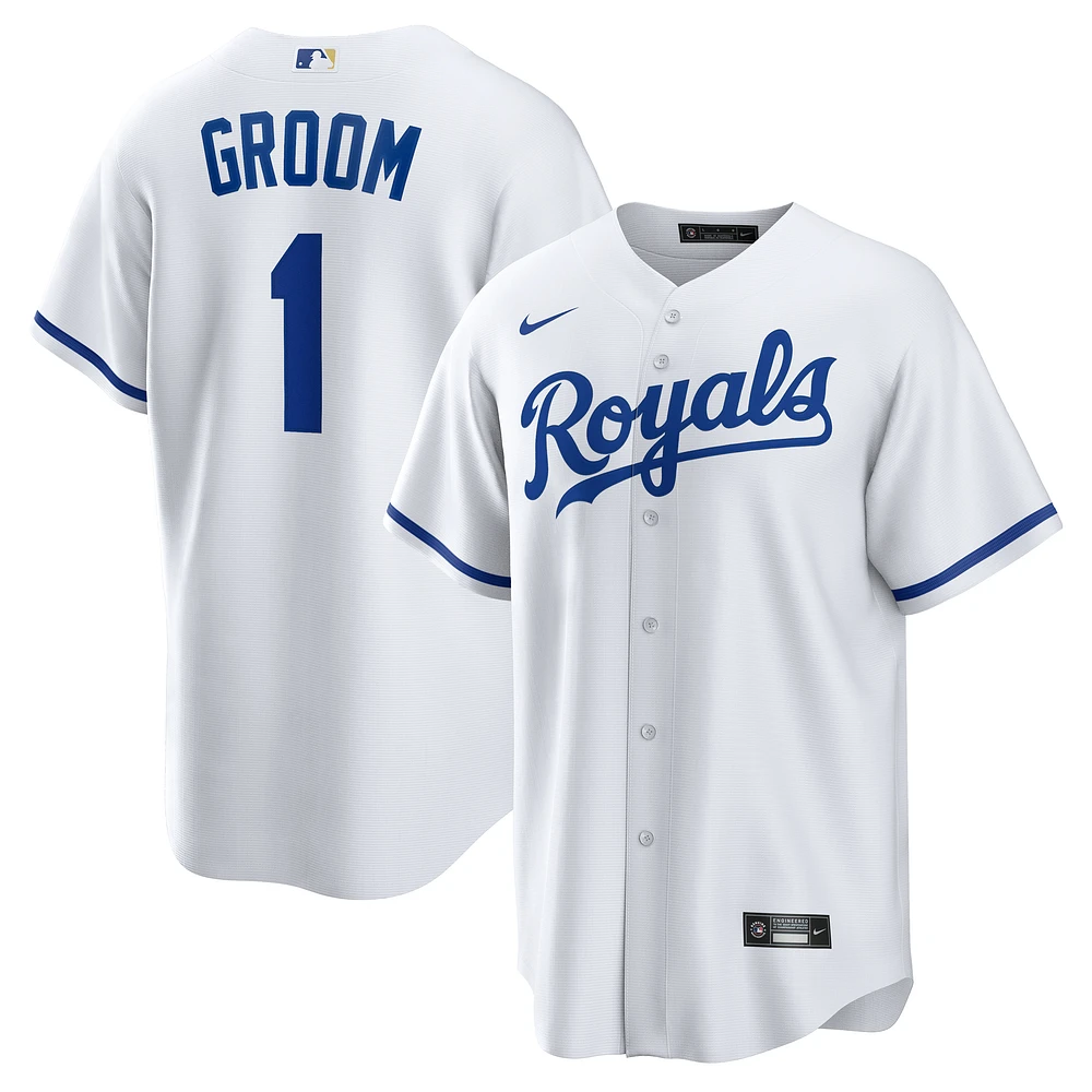 Men's Nike White Kansas City Royals #1 Groom Home Replica Jersey