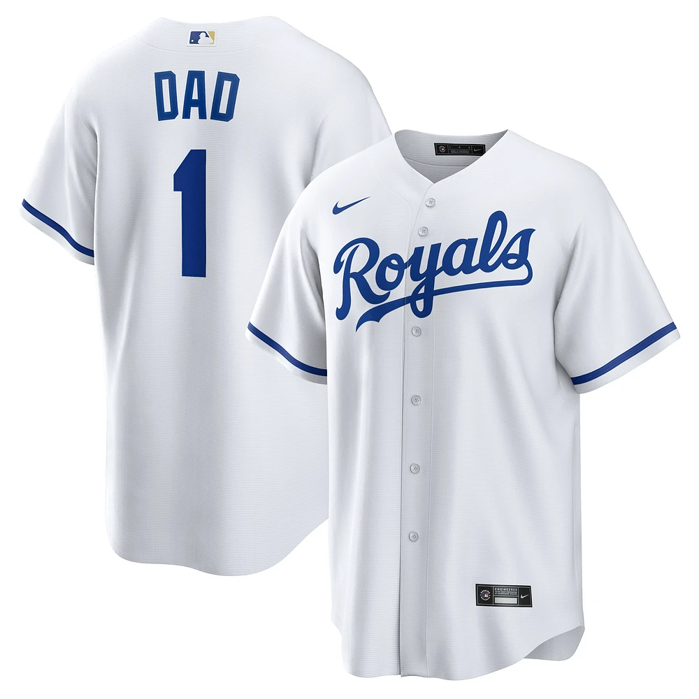Men's Nike White Kansas City Royals #1 Dad Home Replica Jersey