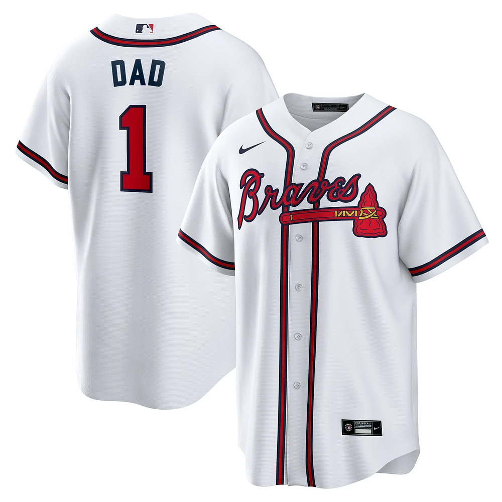 Men's Nike White Atlanta Braves #1 Dad Home Replica Jersey